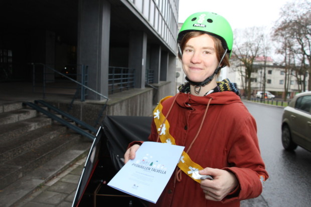 Maria Pilvimaa on sitä mieltä, että talvi on pyöräilylle yhtä hyvää aikaa kuin kesäkin.